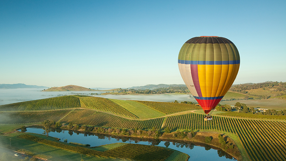 Hot air balloon over the Yarra Valley
