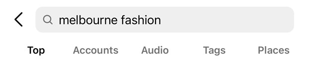 The words "Melbourne fashion" in a search box. 