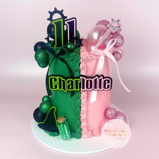 green and pink cake
