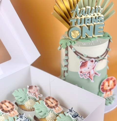 Birthday cake and cupcakes