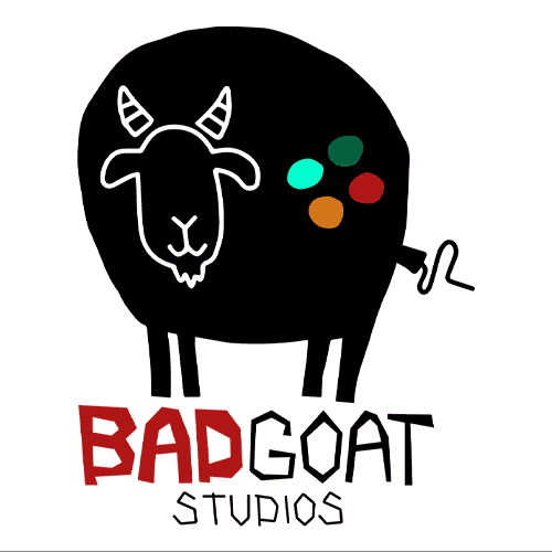 A gif of Bad Goat Studios. Each still is a different piece of their artwork which are cartoon animations of robots and humans.