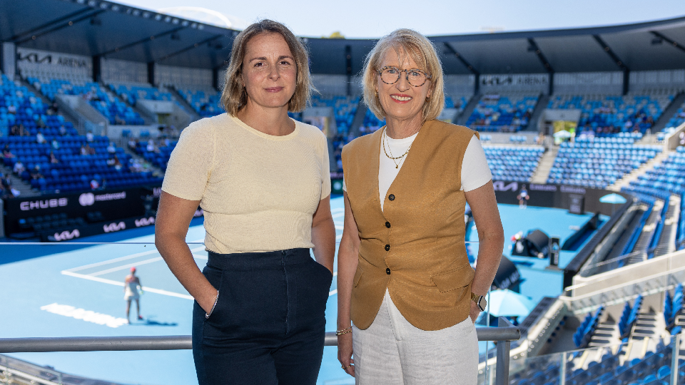 two ladies inside Rod Laver Arena