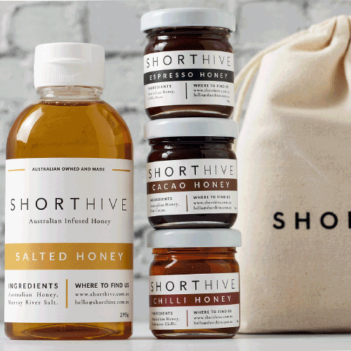 A gif of Short Hive infused honey products.
